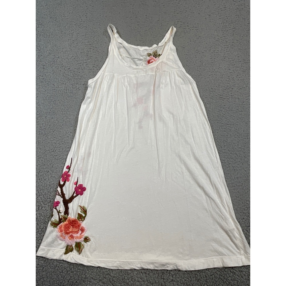 Unbranded Floral Embroidery Shift Tunic Dress Women S White Sleeveless Mini Boho